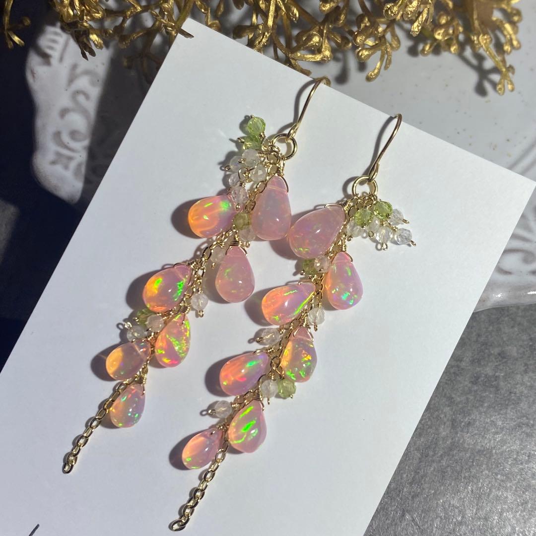 *春色さくらカラー*ピンクオパール✴︎14kgfピアスP306