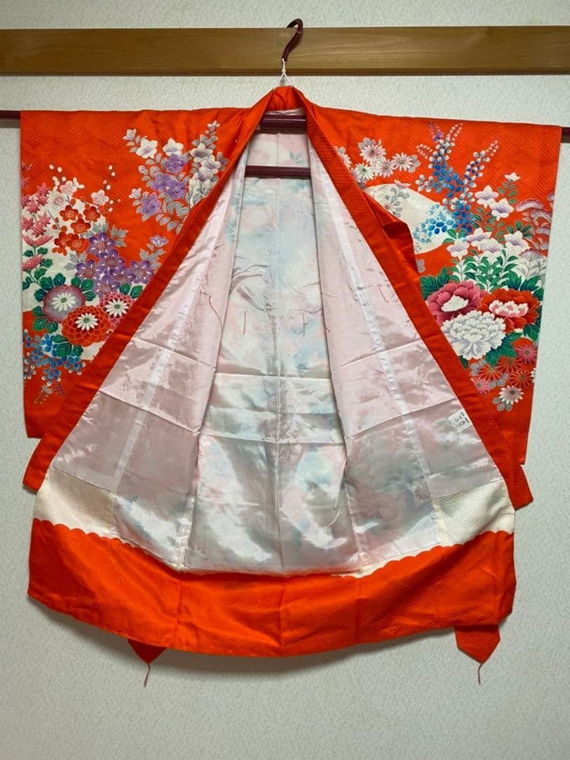 No.129アンティーク子供着物正絹七五三美品です。着丈98.5センチ裄丈46