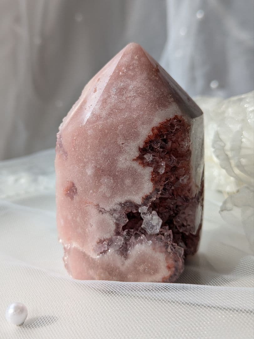 ♡オマケ付♡　♡ピンクアメジスト 2WAYお花 タワー♡ 赤 天然石