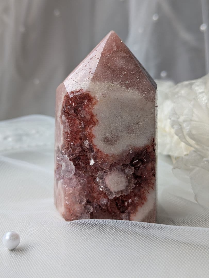 ♡オマケ付♡　♡ピンクアメジスト 2WAYお花 タワー♡ 赤 天然石