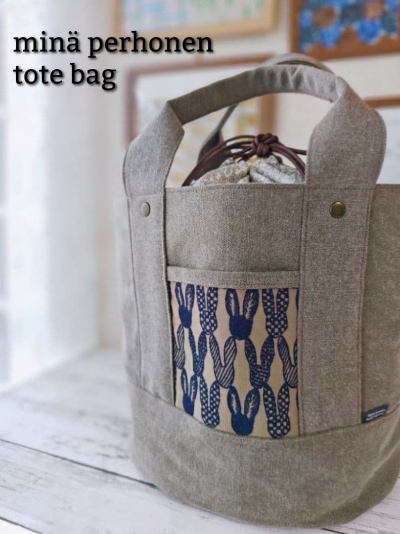 ミナペルホネン ポンピア リバティ スリーピングローズ使用 バルーントートバッグ