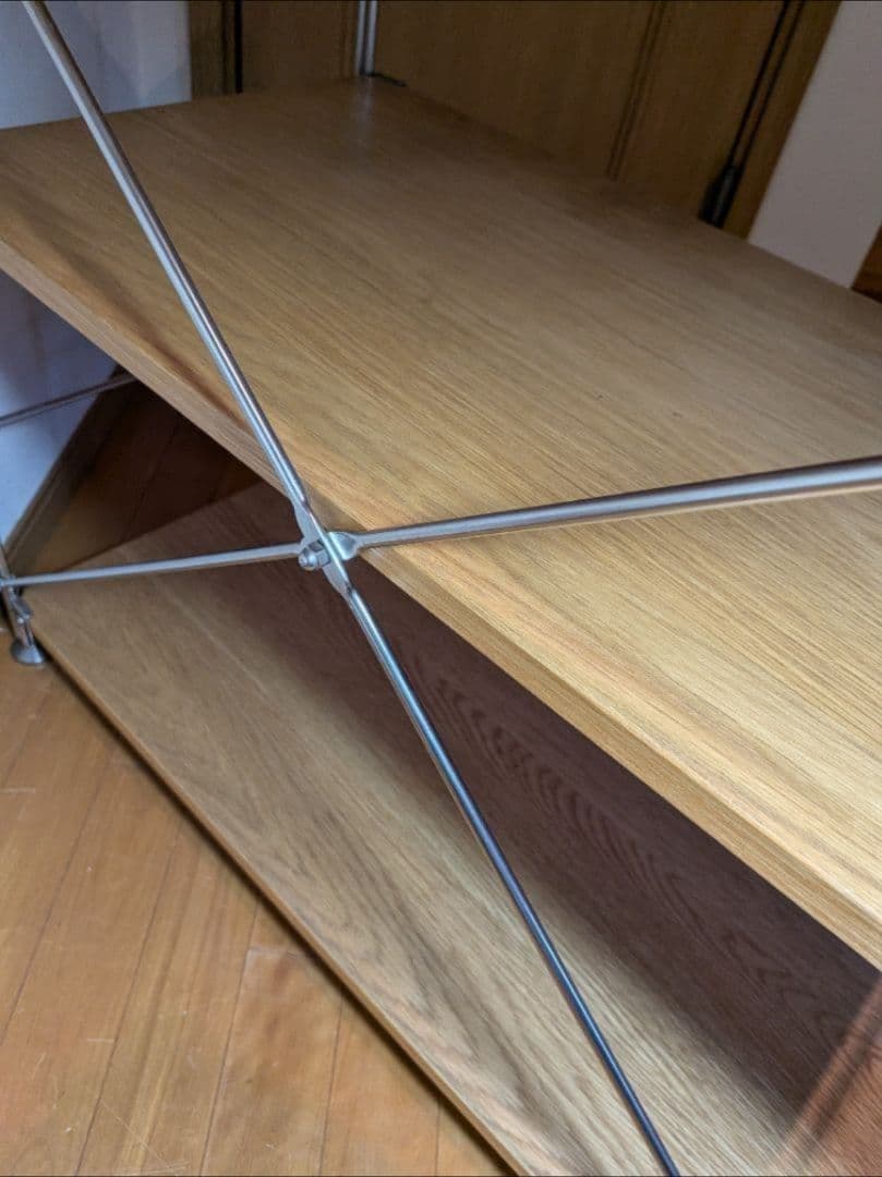 《送料込》MUJI ステンレスユニットシェルフ オーク棚 収納 台 木製家具