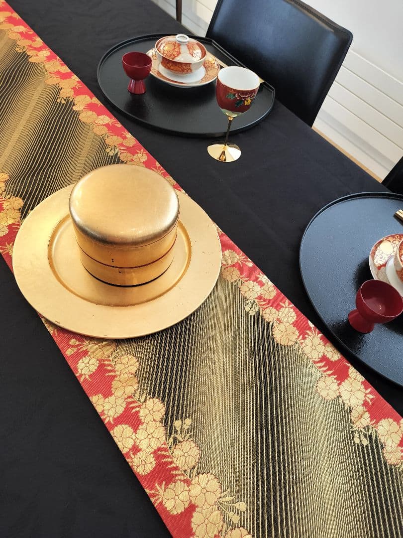 A625★高級‼️全通帯‼️ひな祭り‼️袋帯正絹テーブルランナー2ｍ16cm