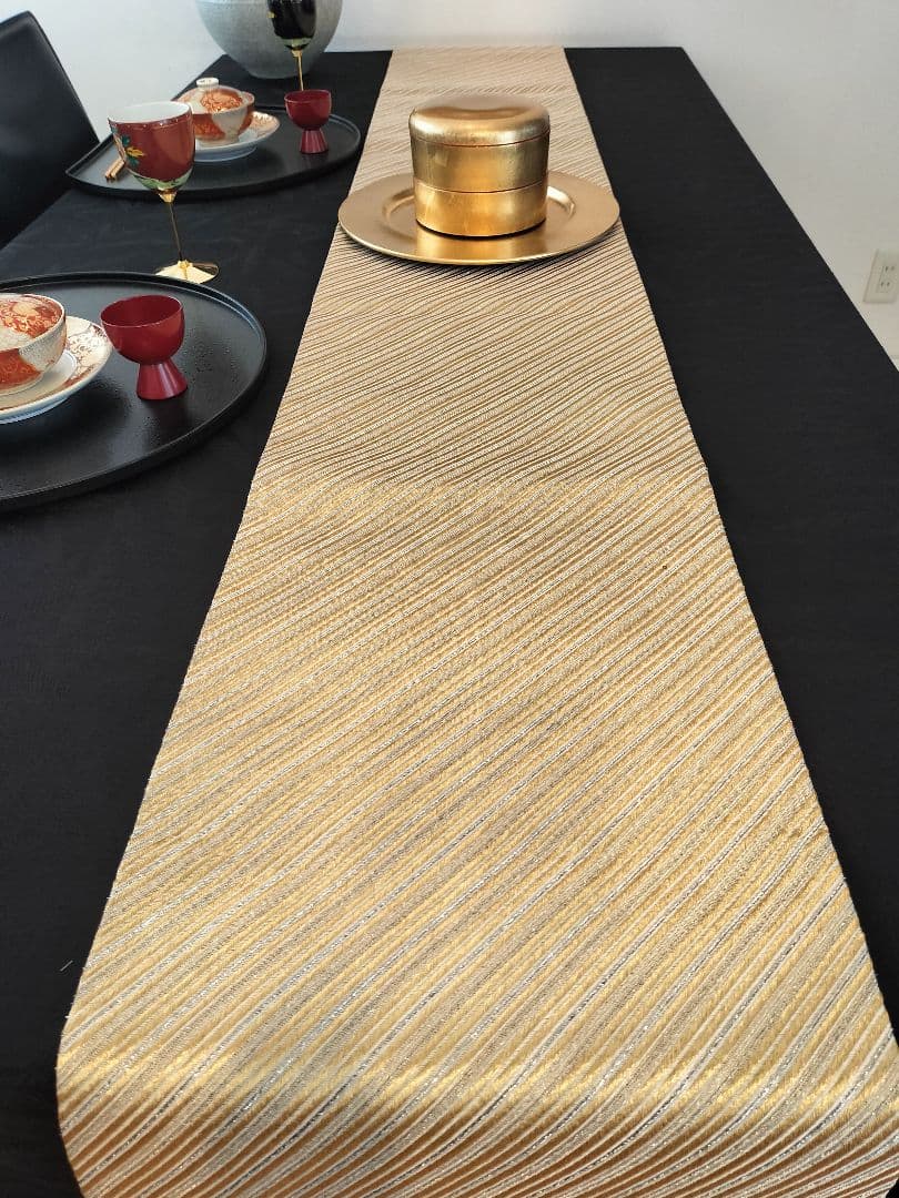 A625★高級‼️全通帯‼️ひな祭り‼️袋帯正絹テーブルランナー2ｍ16cm