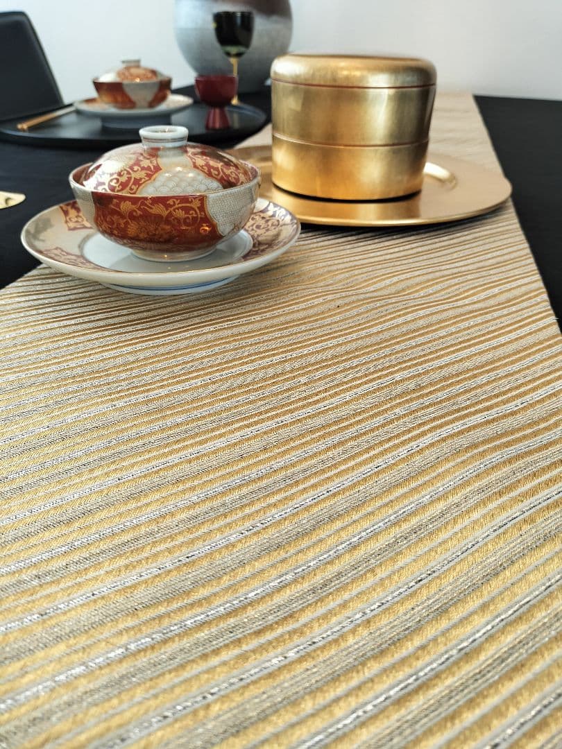 A625★高級‼️全通帯‼️ひな祭り‼️袋帯正絹テーブルランナー2ｍ16cm