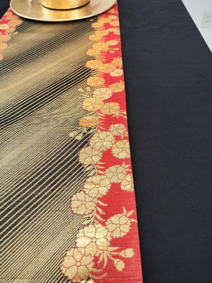 A625★高級‼️全通帯‼️ひな祭り‼️袋帯正絹テーブルランナー2ｍ16cm