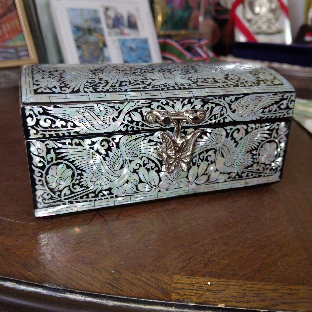 【未使用】螺鈿細工 ジュエリーボックス 韓国伝統工芸 鳳凰孔雀模様　 高級宝石箱