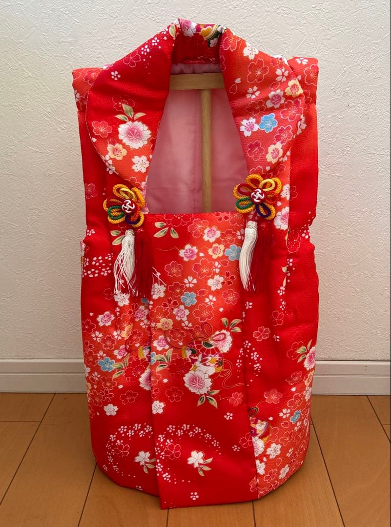 本格派 木目込み雛人形セット　真多呂作　黒塗台74×42.5cm 被布コート付き