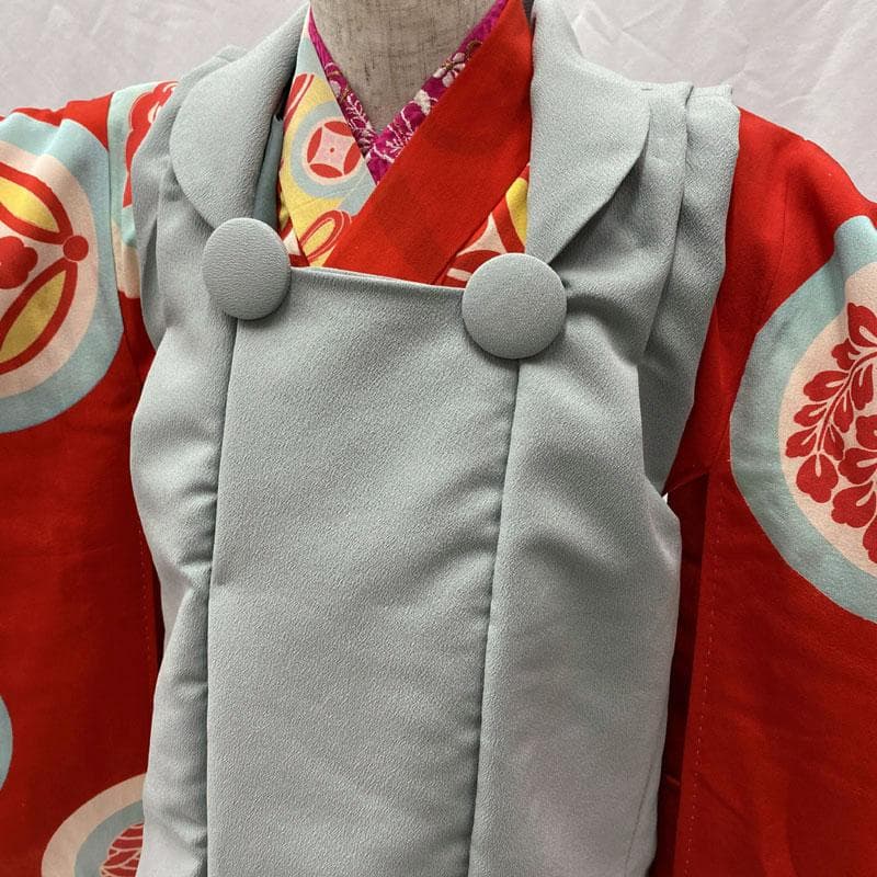 507ag31◎七五三 三歳 女の子 アンティーク着物&被布&半襦袢 丸文◎