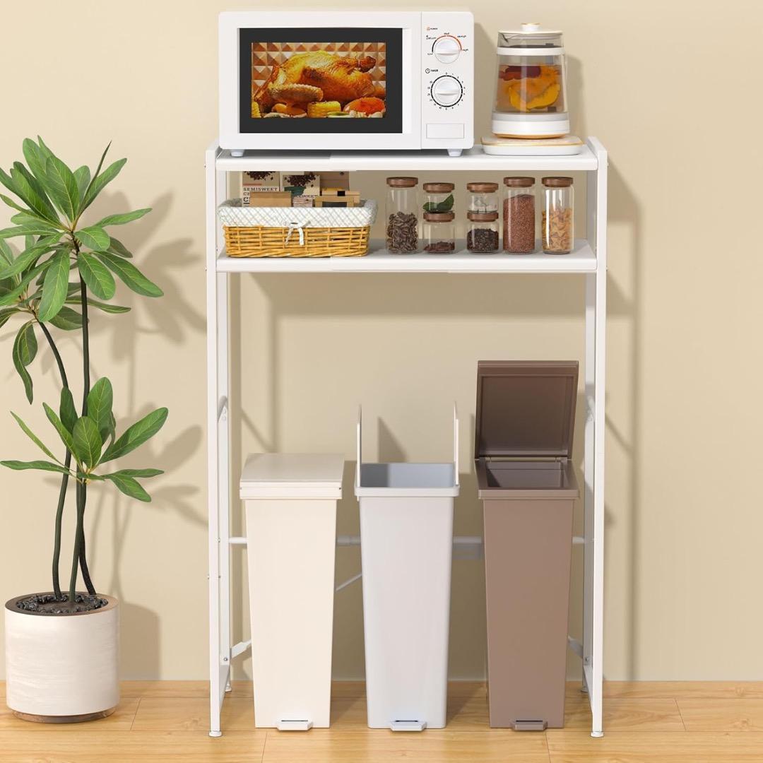 ✨大特価✨【横幅伸縮60～80cm】ゴミ箱上ラック レンジラック 高さ125cm