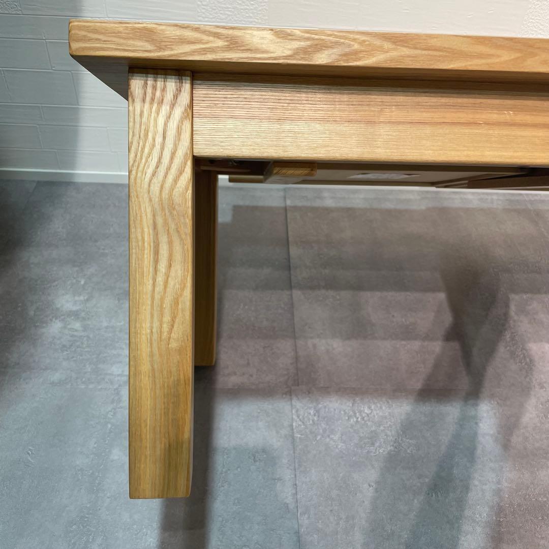 無印 木製 タモ材 ローテーブル 座卓 引き出し付き 60×90㎝ 廃番品 美品