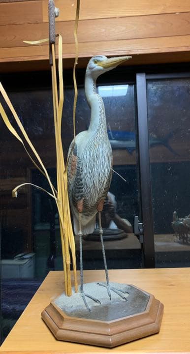 青鷺の立像、美術工芸品（作者署名付き）