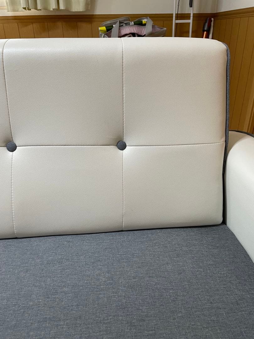 ホワイト　グレー　2人掛けソファ　カウチソファー　オシャレ　ソファ