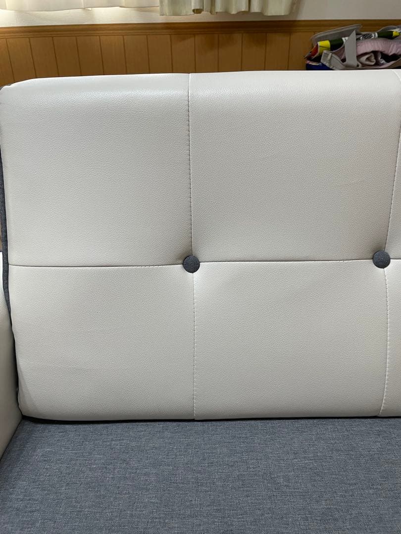 ホワイト　グレー　2人掛けソファ　カウチソファー　オシャレ　ソファ