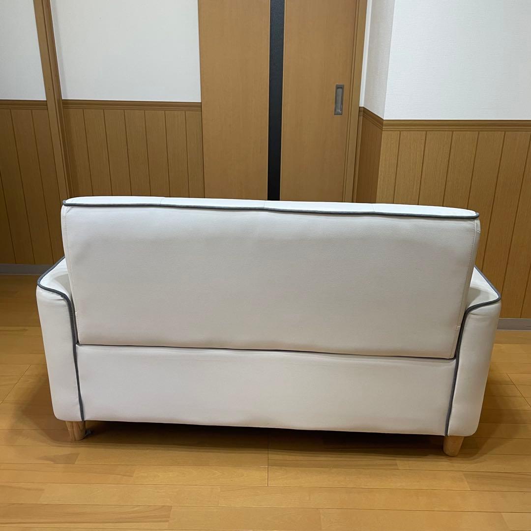 ホワイト　グレー　2人掛けソファ　カウチソファー　オシャレ　ソファ