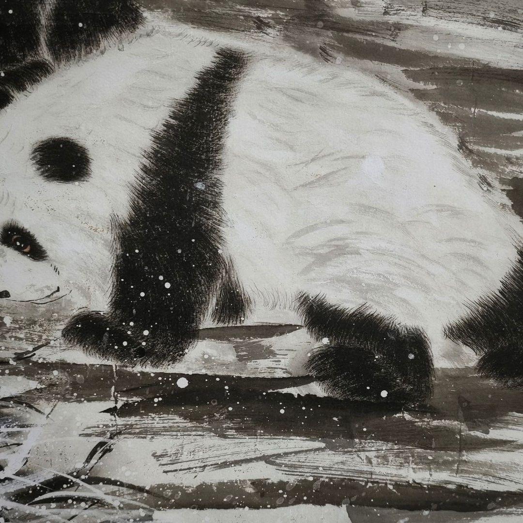 郎世宁 雪熊 中国画 掛け軸 水墨画 和室 玄関 茶室 壁掛け 美術品