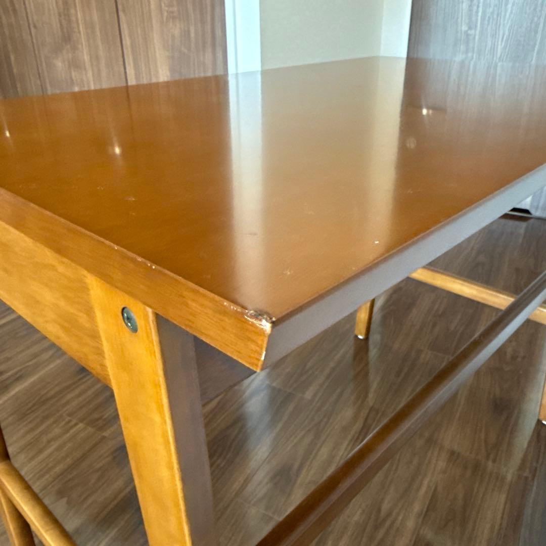 【カリモク60】デスク、引出し付き、ウォールナット色