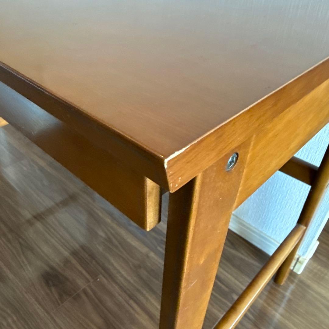 【カリモク60】デスク、引出し付き、ウォールナット色