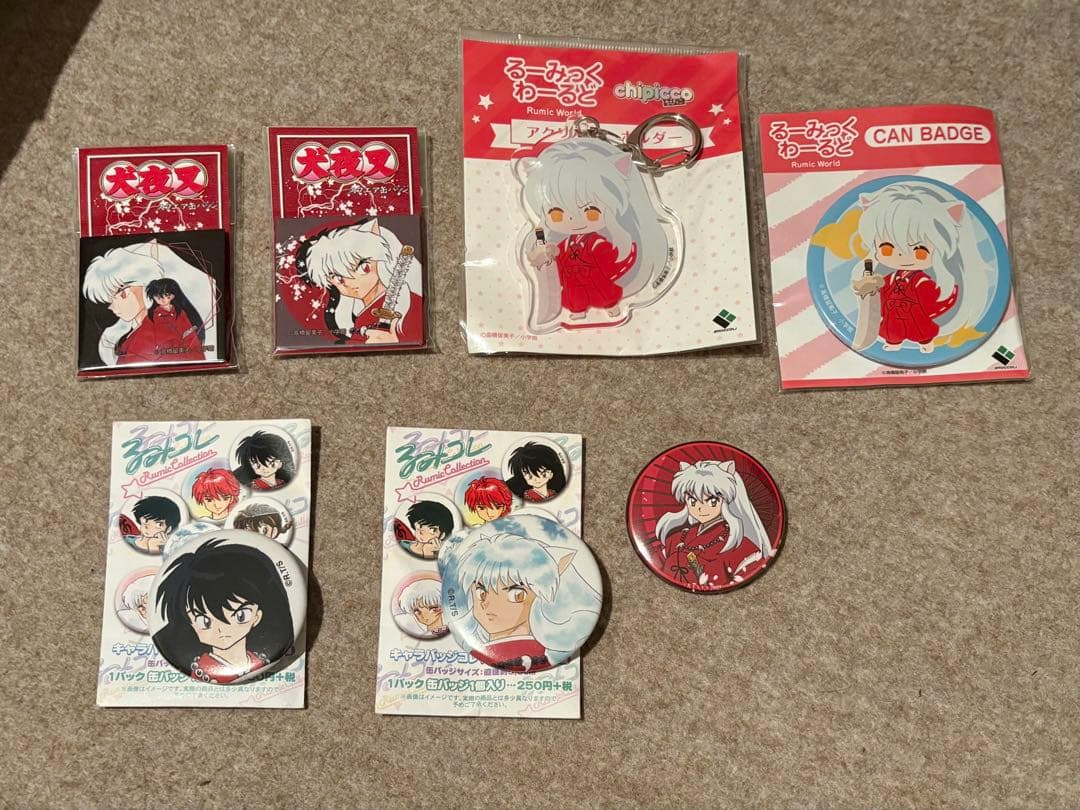 犬夜叉 黒髪 朔日 缶バッジ 高橋留美子 スクエア缶バッジ