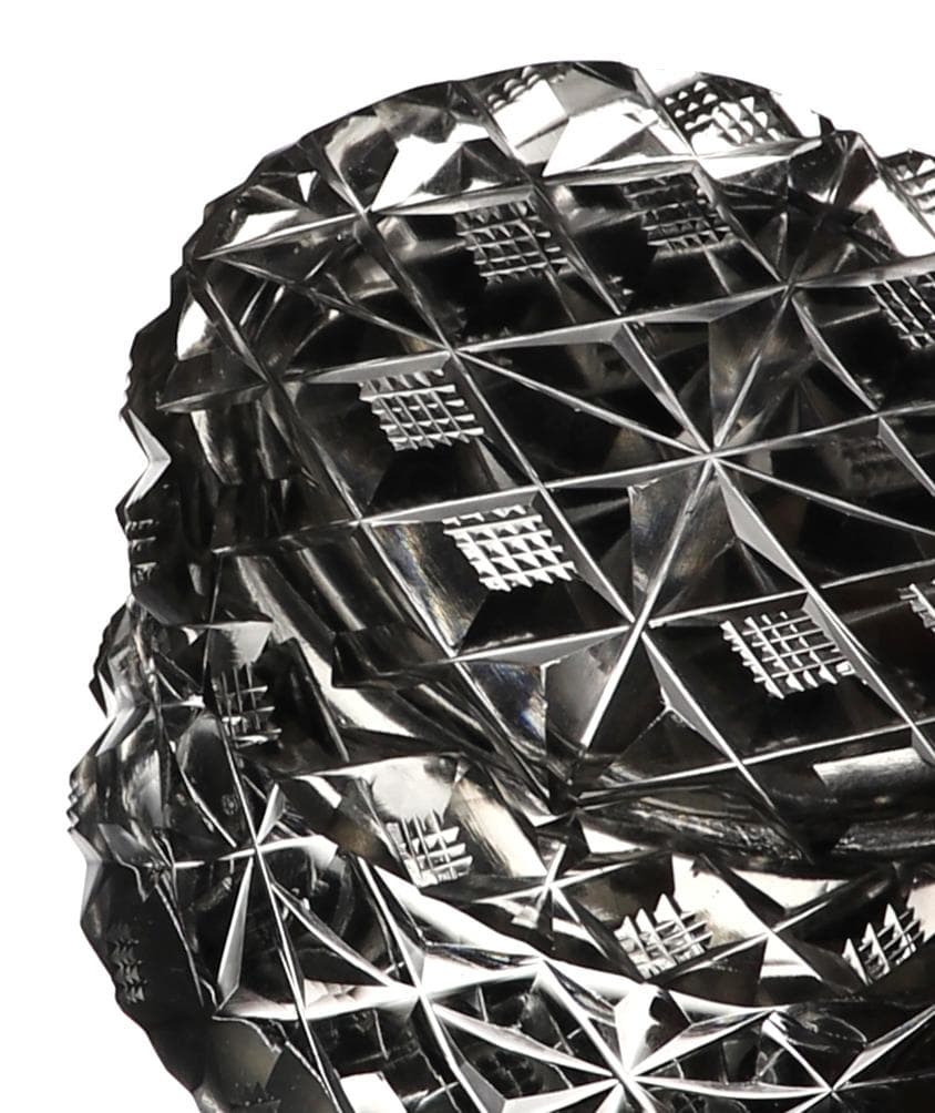 オールド・バカラ 珍品 丸型 切子蓋物 ダイヤモンドカット×格子柄 ディアマン