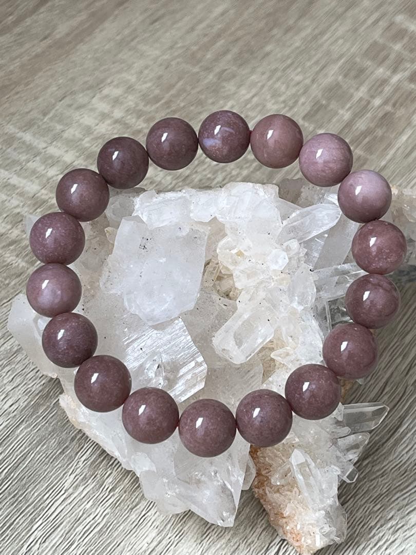 天然石ブレスレット☆高品質！ピンクオパール１１ｃｍ☆濃いめのモーブカラーで素敵♡