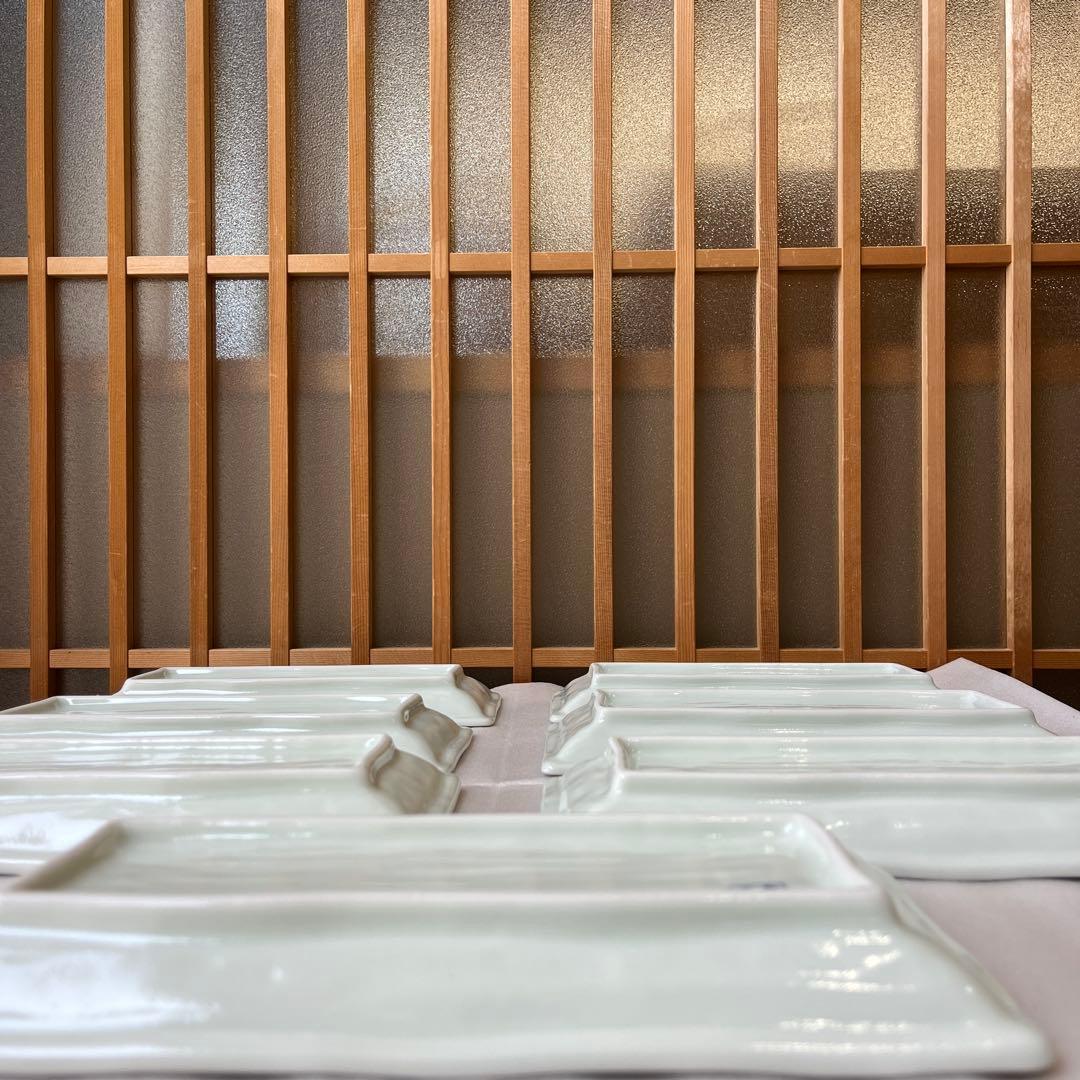 有田焼　聖花藍染　染付唐草　長方形皿7枚