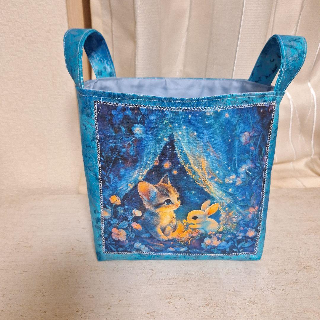激レアねこパネル生地　ハンドメイド　片面パネル布バスケット