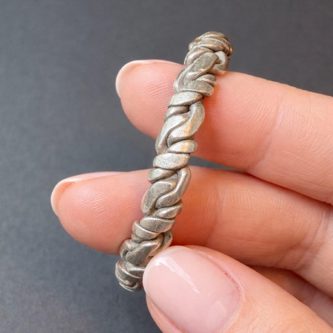 【本物】カレンシルバー 編み込み バングル 高純度 手作り ハンドメイド