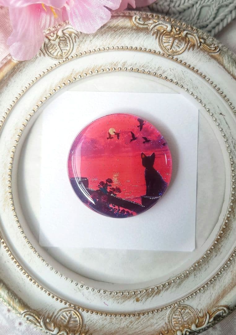 レジン　猫　ヘアゴム　ブローチ　ポニーフック　No.567