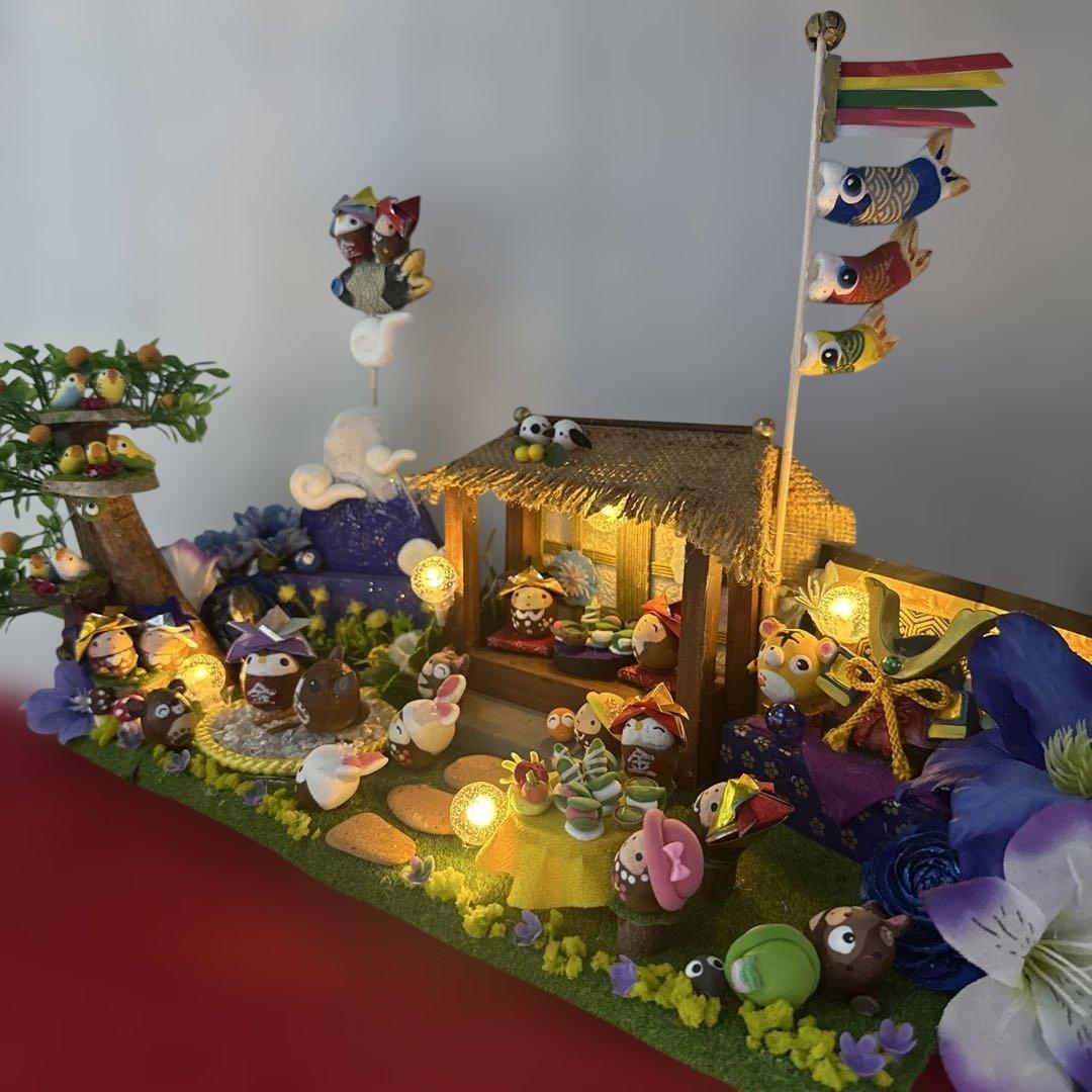 どんぐりアート♡Happy 端午の節句ライト付きオブジェ♡