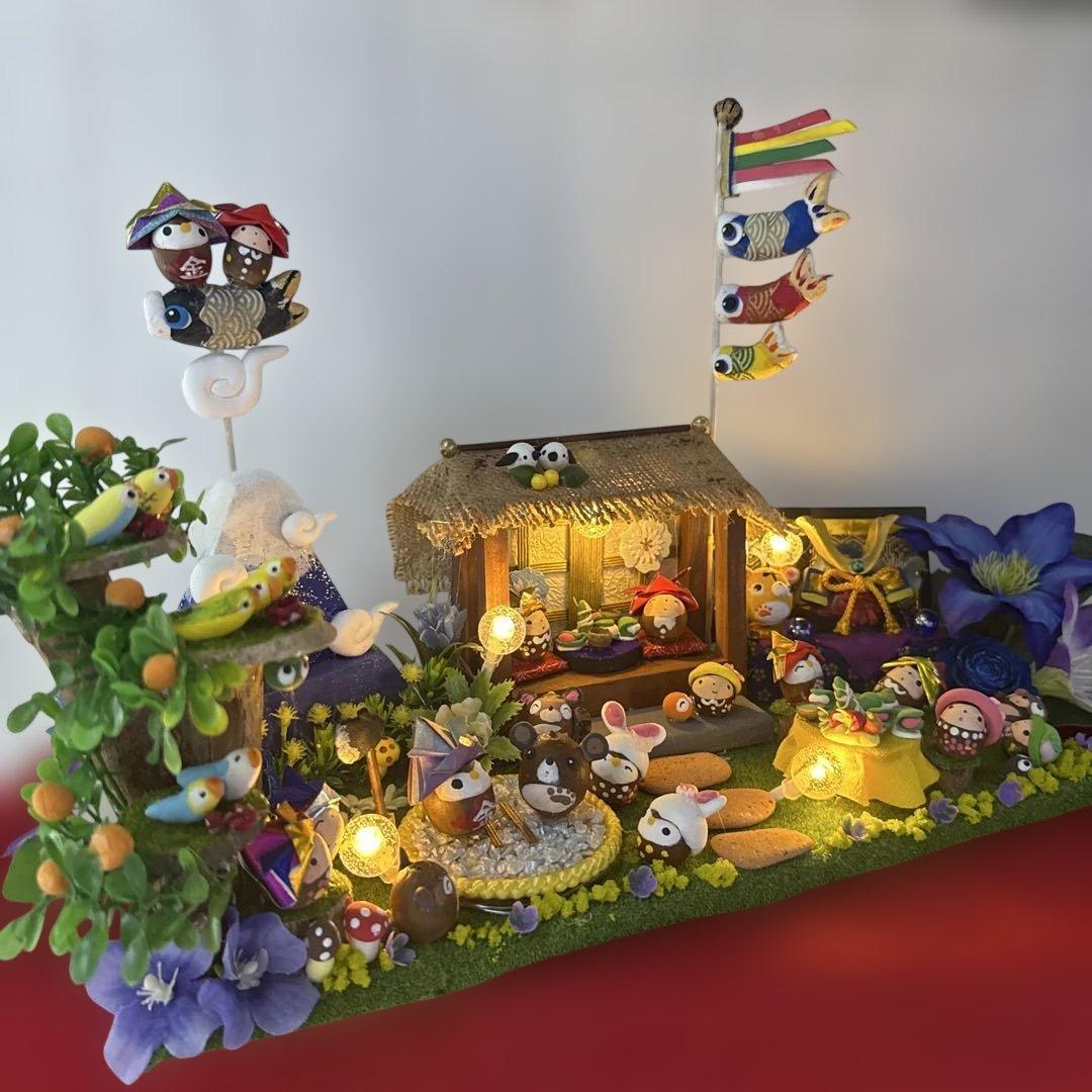 どんぐりアート♡Happy 端午の節句ライト付きオブジェ♡