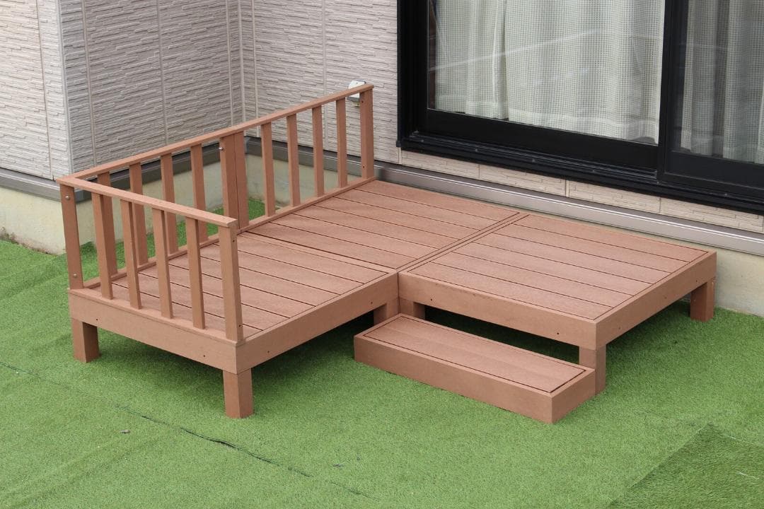 人工木ウッドデッキWPC素材 人工木デッキ　6点セットライトブラウン0.75坪