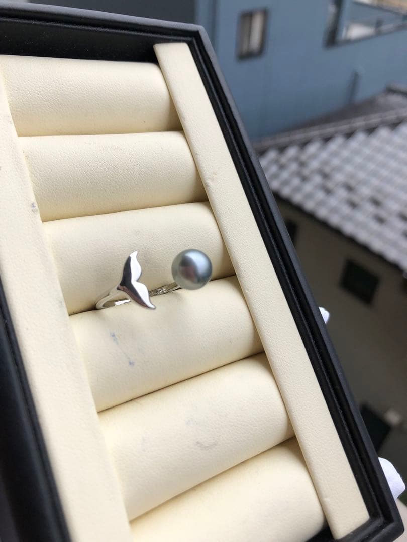 黒蝶真珠　イルカピアス　ハンドメイド