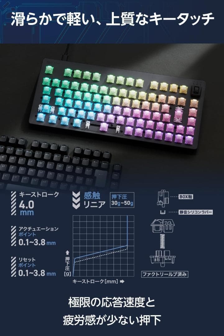 エレコム ゲーミングキーボード V custom VK720A 日本語配列