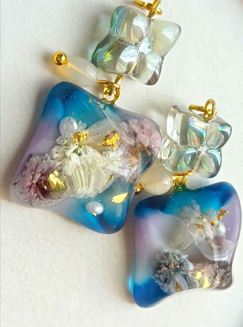 9353 フラワー レジン エチオピアオパール ハンドメイド パーツ
