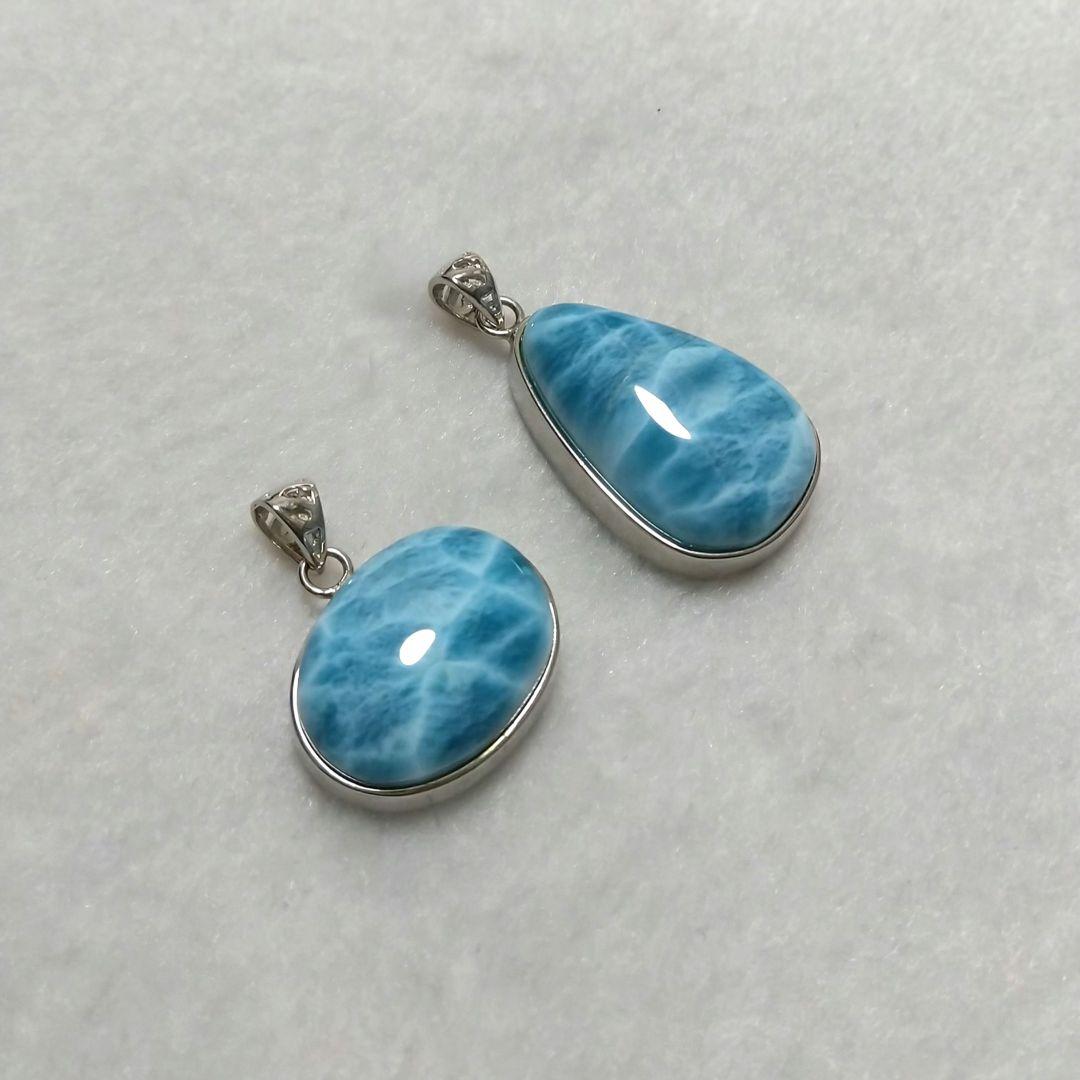 【高品質】ラリマーペンダントトップ　ネックレス　希少　美品　２個セット