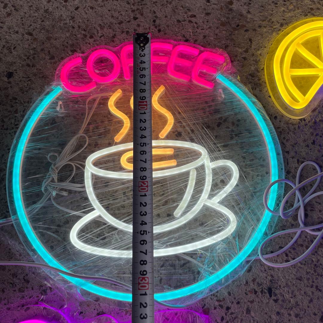 カラフルネオン看板4点セット　welcome cafe Coffee 照明