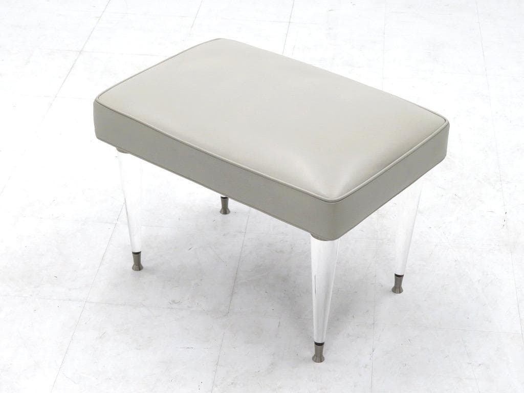 イタリア　ビンテージ　本革　レザー　アクリル　スツール　オットマン　高級　モダン