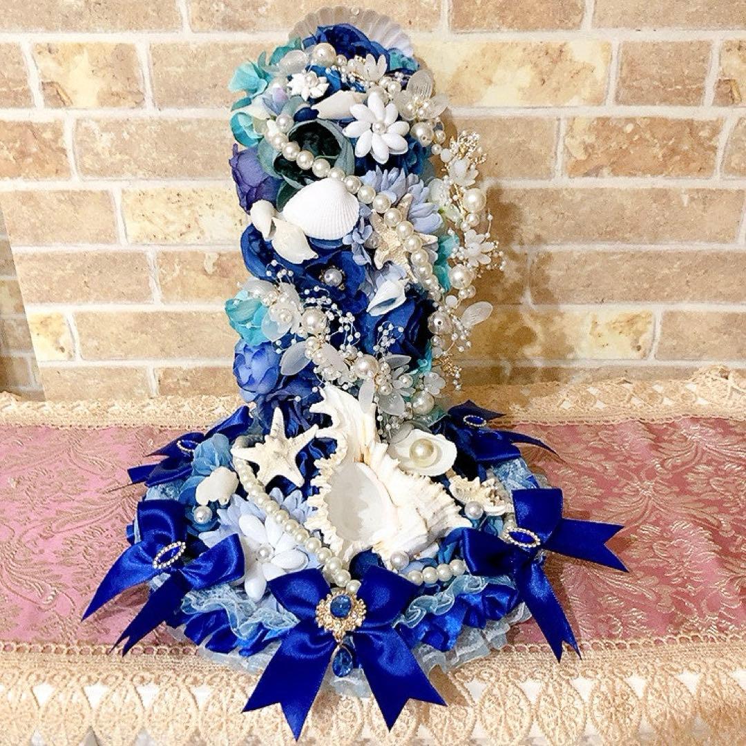 不思議なフラワーアレンジ♡ロイヤルブルーローズとシェルのマリンフラワーアレンジ