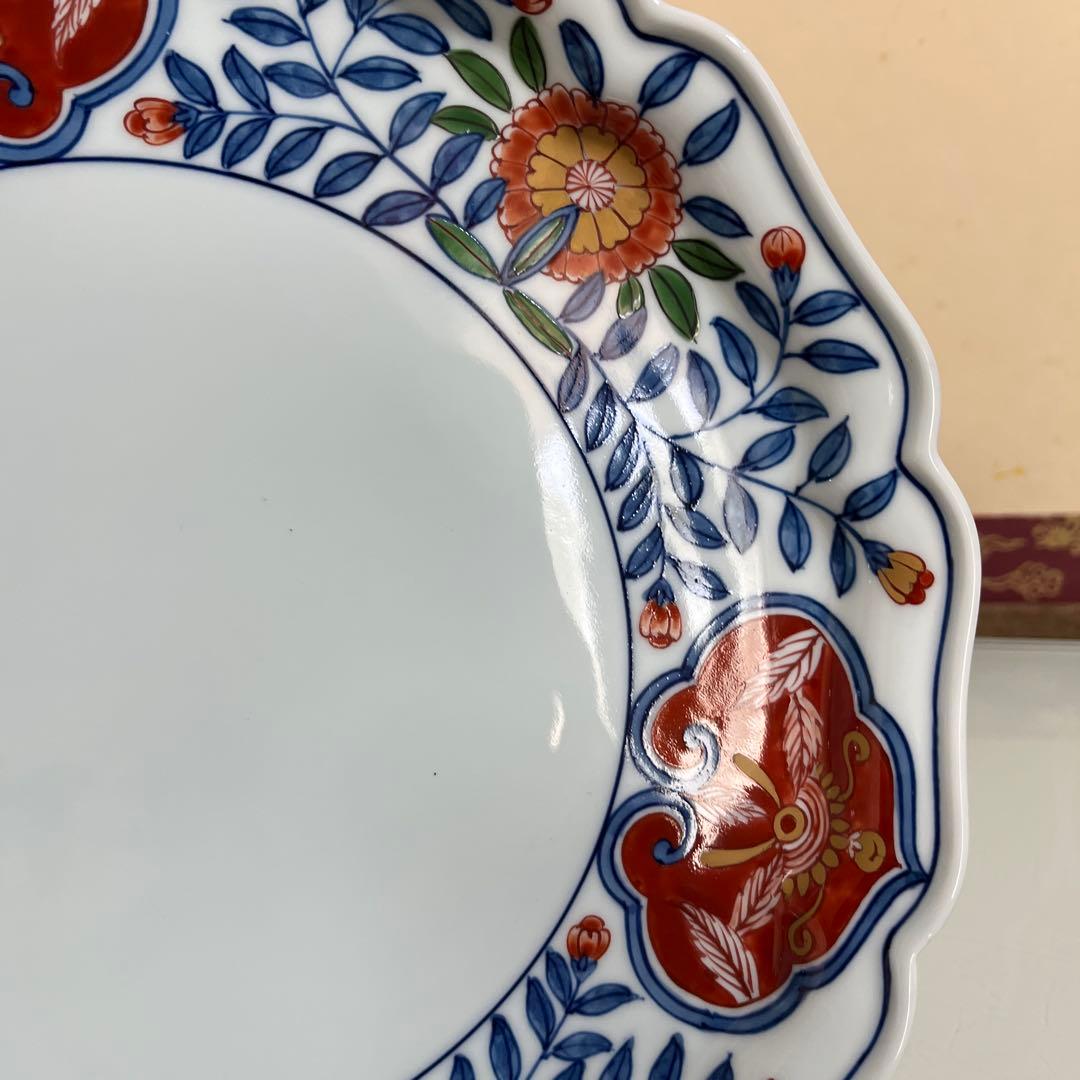 源右衛門　古伊万里風錦唐花　大皿25㎝
