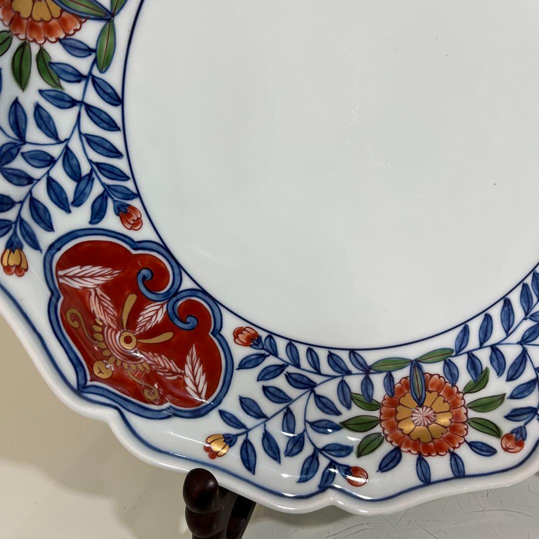 源右衛門　古伊万里風錦唐花　大皿25㎝