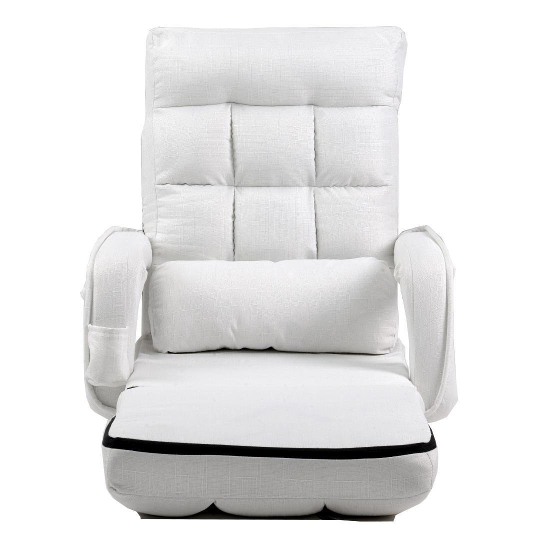 座椅子 リクライニング 14段ギア リクライニングチェアー 【ホワイト】