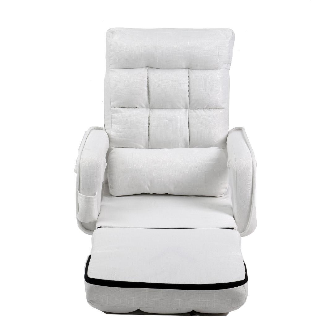座椅子 リクライニング 14段ギア リクライニングチェアー 【ホワイト】