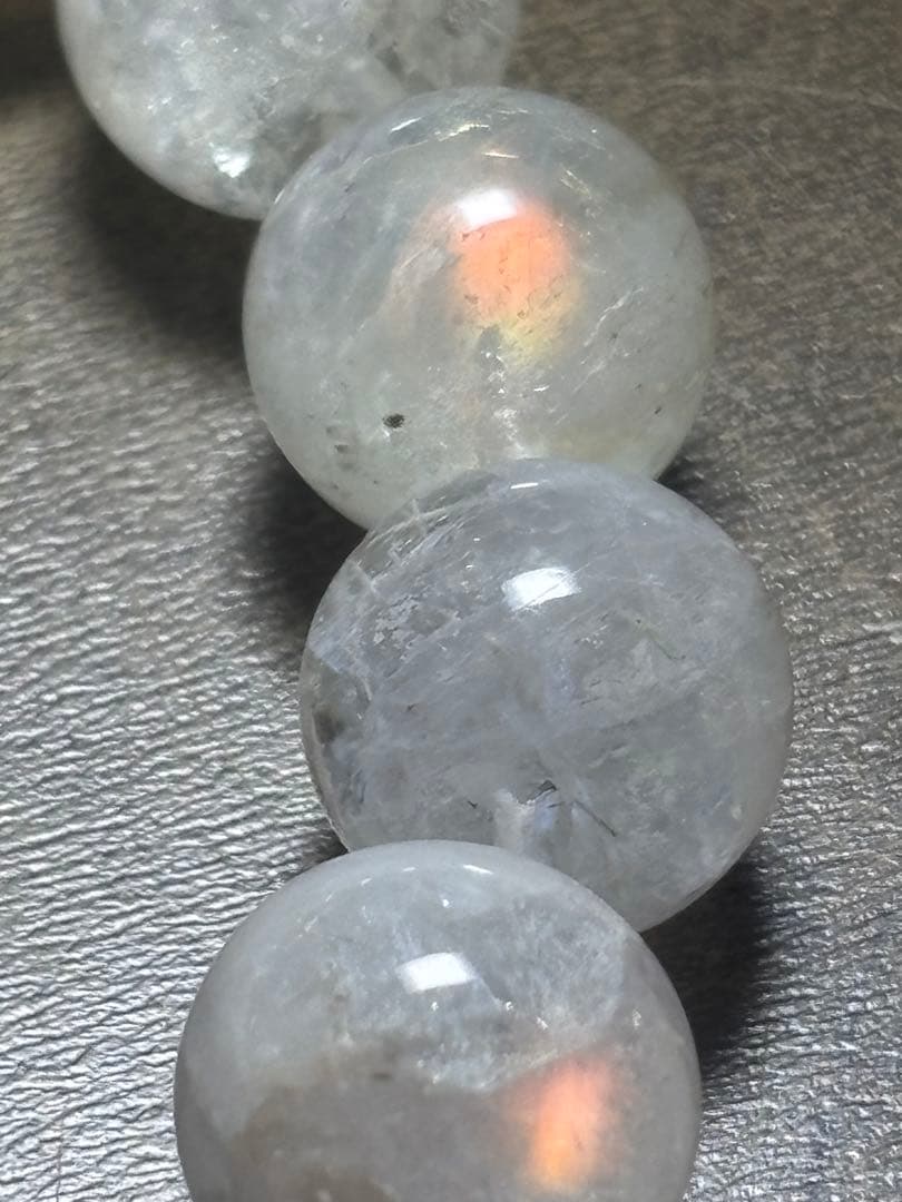 大玉希少　レインボームーンストーンブレスレット11.1㎜（新品未使用）虹色シラー