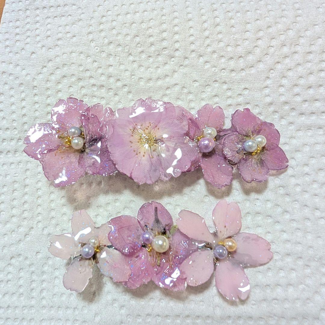 アリエル桜のブレスレット　レジンブレスレット　アクアマリン　啓翁桜