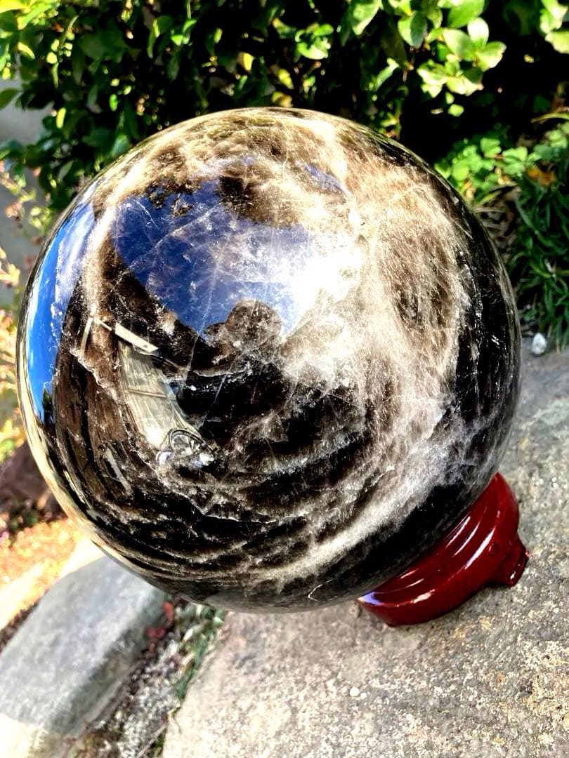 特大サイズ）美しい黒水晶のオブジェ 球体 置物 パワーストーン　天然石