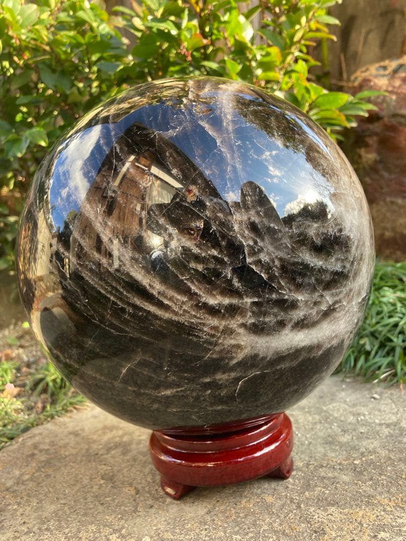 特大サイズ）美しい黒水晶のオブジェ 球体 置物 パワーストーン　天然石