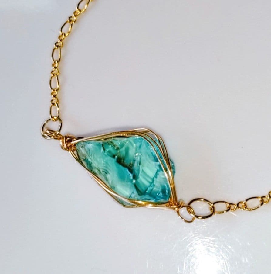 Kgf14 希少 アンダラクリスタル 【シアンエンジェル】 原石 ブレスレット