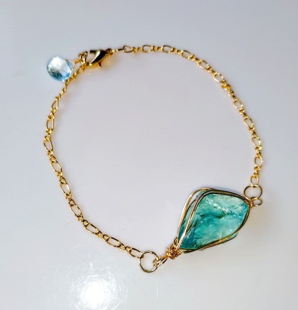 Kgf14 希少 アンダラクリスタル 【シアンエンジェル】 原石 ブレスレット