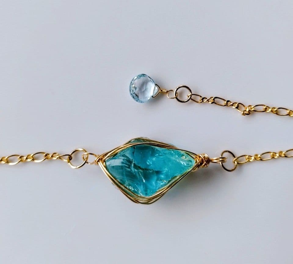 Kgf14 希少 アンダラクリスタル 【シアンエンジェル】 原石 ブレスレット